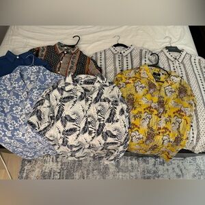 7x Men’s Summer Button Down Short Sleeve Shirts Medium/Large